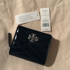 Kira Chevron Distressed Leather  Bi-Fold Wallet.  Federal Blue.  NWT.